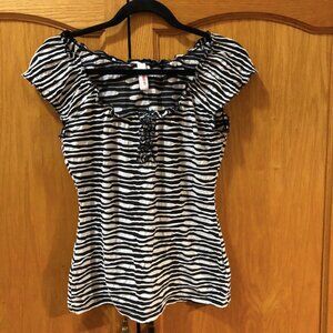 Stylish Zebra Print Cap Sleeve Top
